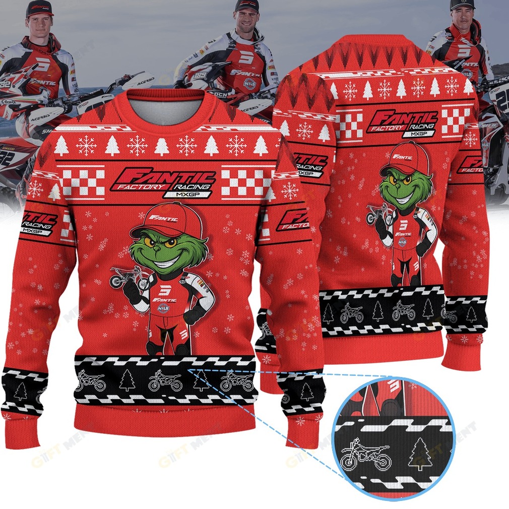 Fantic Factory Racing MXGP Grinch Ugly Christmas Sweater back view