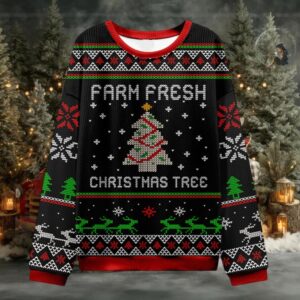 Farm Fresh Christmas Tree Teacher Ugly Knit Sweatshirt