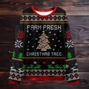 Farm Fresh Christmas Tree Teacher Ugly Knit Sweatshirt