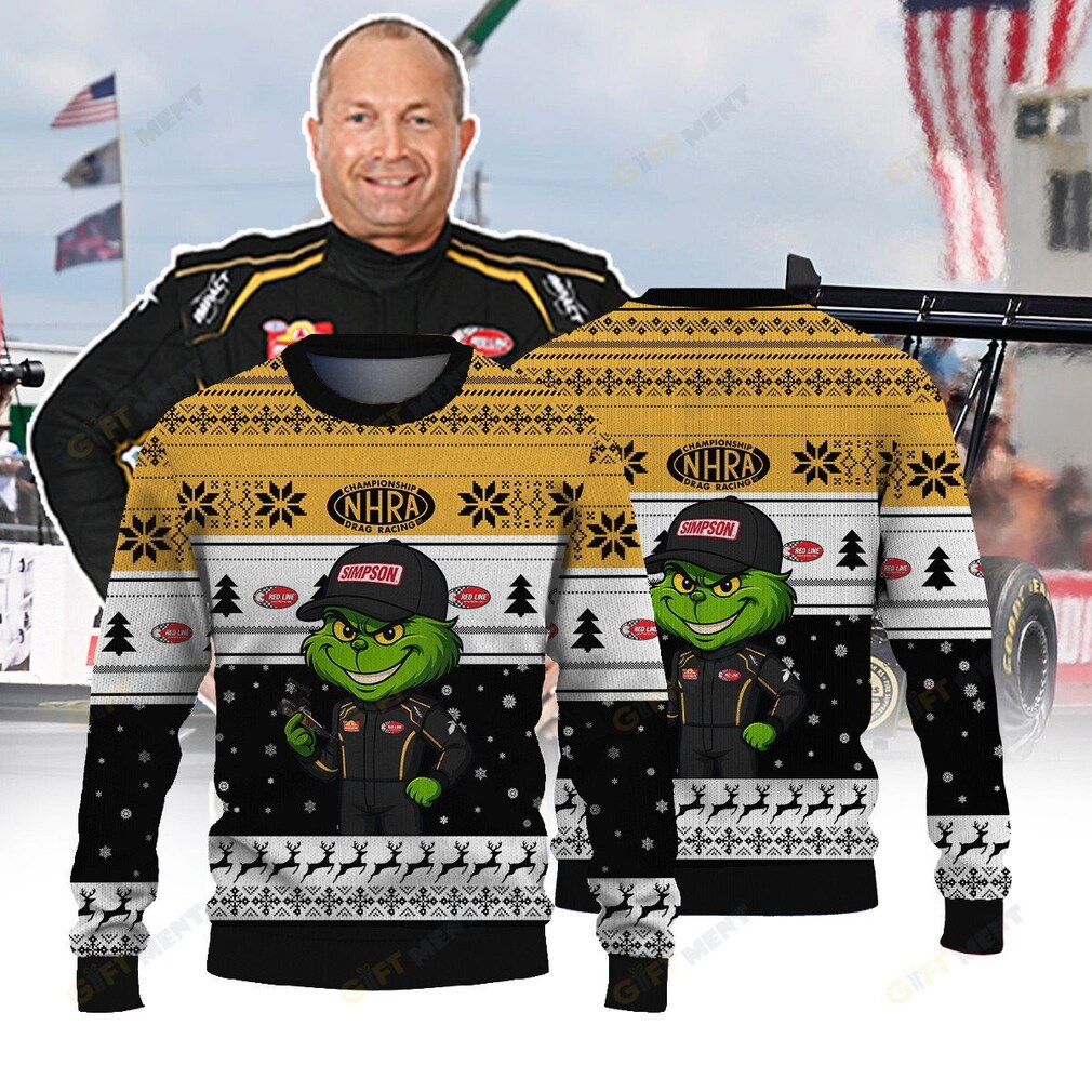 Person happily wearing Fernando Alonso F1 Legend Ugly Christmas Sweater