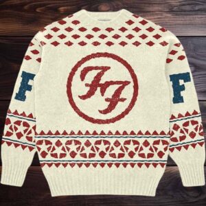 Foo Fighters Big Logo Holiday Knitted Cream Ugly Christmas Sweater