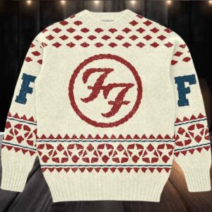 Foo Fighters Big Logo Holiday Knitted Cream Ugly Christmas Sweater