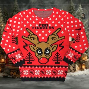 Foo Fighters The Foos FooDolph Reindeer Holiday Ugly Christmas Sweater