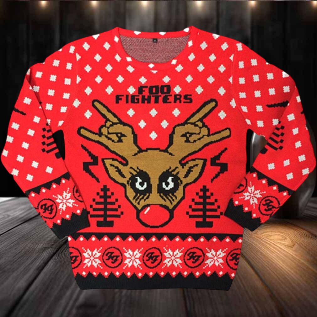 Foo Fighters The Foos FooDolph Reindeer Holiday Ugly Christmas Sweater Foo Fighters The Foos FooDolph Reindeer Holiday Ugly Christmas Sweater