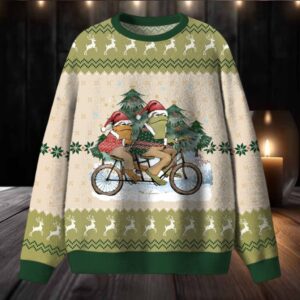 Frog's Christmas Trip Teacher Ugly Fluffy Christmas Sweater