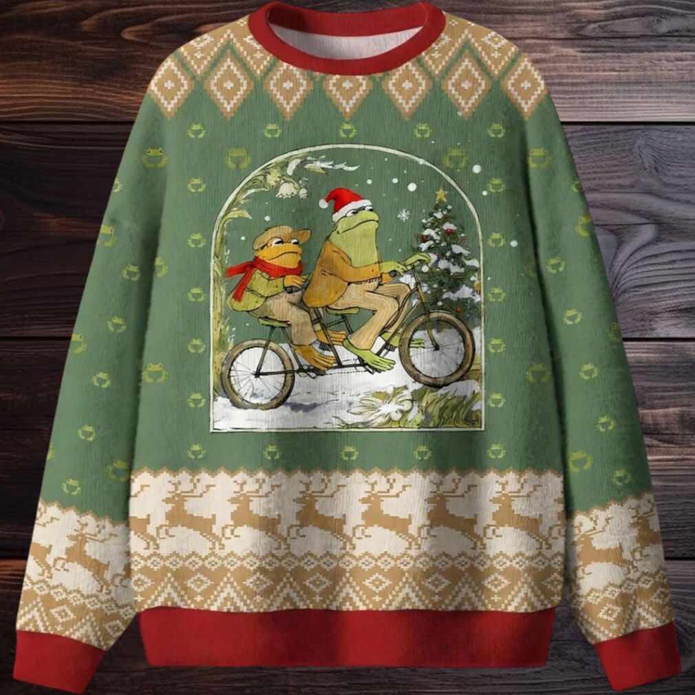 Frogs on Tandem Bicycle Ugly Christmas Sweater Frogs on Tandem Bicycle Ugly Christmas Sweater