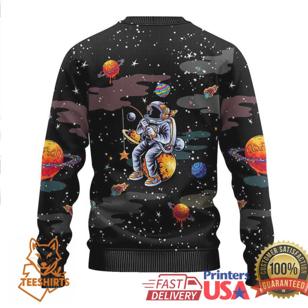 Funny Astronaut Fishing In Space Christmas Ugly Christmas Sweater Xmas Holiday Patterns Funny Astronaut Fishing In Space Christmas Ugly Christmas Sweater Xmas Holiday Patterns