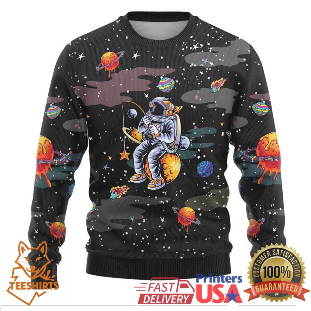 Funny Astronaut Fishing In Space Christmas Ugly Christmas Sweater Xmas Holiday Patterns Funny Astronaut Fishing In Space Christmas Ugly Christmas Sweater Xmas Holiday Patterns