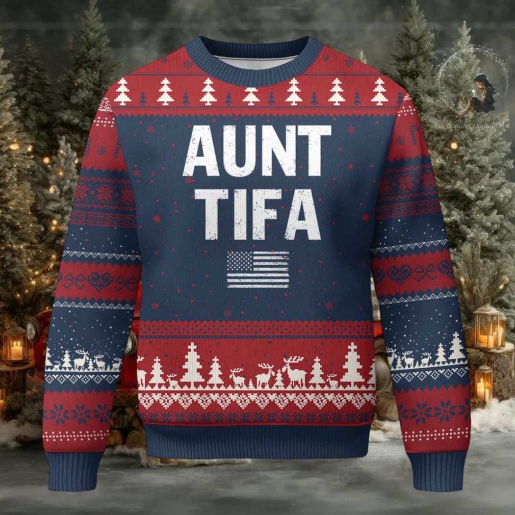 Funny Aunt Tifa Ugly Christmas Sweater Political Satire Vintage American Flag Funny Aunt Tifa Ugly Christmas Sweater Political Satire Vintage American Flag