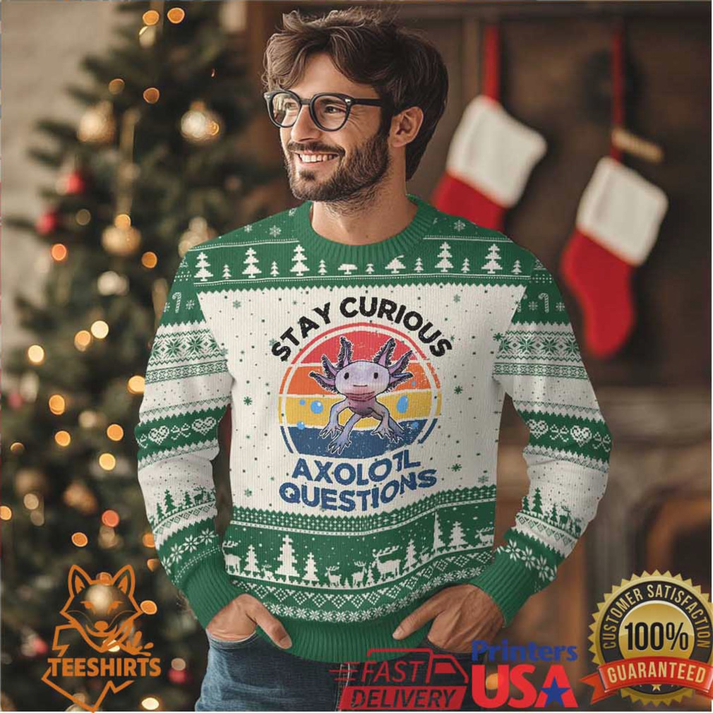 Funny Axolotl Pun Ugly Christmas Sweater I Stay Curious Axolotl Question Retro Funny Axolotl Pun Ugly Christmas Sweater I Stay Curious Axolotl Question Retro
