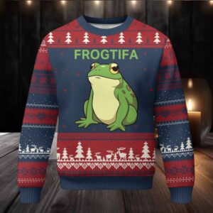 Funny Frogtifa Ugly Christmas Sweater Resist Frog Protest Against Fascism