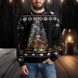 Funny Godzilla Monster Tree Christmas Ugly Christmas Sweater