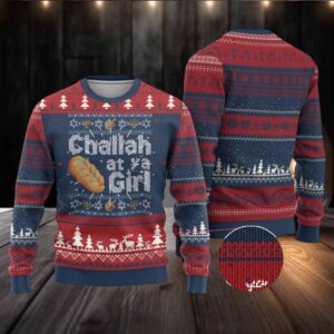 Funny Hanukkah Ugly Christmas Sweater Challah At Ya Girl Jewish Holiday