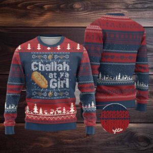 Funny Hanukkah Ugly Christmas Sweater Challah At Ya Girl Jewish Holiday