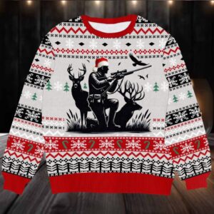 Funny Hunting Ugly Christmas Sweater – Perfect Gift for Hunters & Outdoorsmen, Deer Holiday Knit
