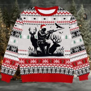 Funny Hunting Ugly Christmas Sweater – Perfect Gift for Hunters & Outdoorsmen, Deer Holiday Knit