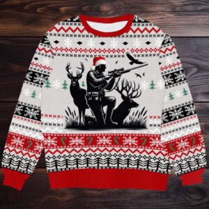 Funny Hunting Ugly Christmas Sweater – Perfect Gift for Hunters & Outdoorsmen, Deer Holiday Knit