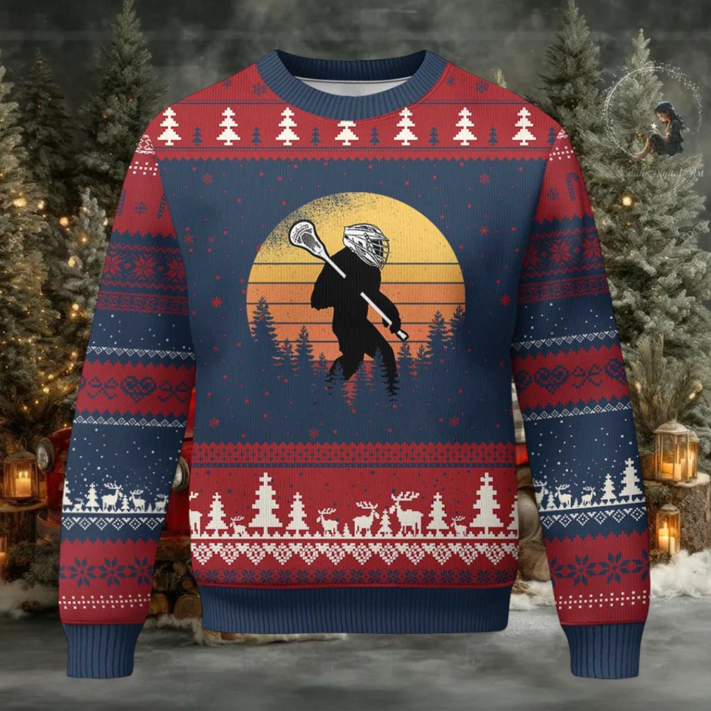 Funny Lax Bigfoot Ugly Christmas Sweater Retro Vintage Sasquatch Lacrosse Funny Lax Bigfoot Ugly Christmas Sweater Retro Vintage Sasquatch Lacrosse