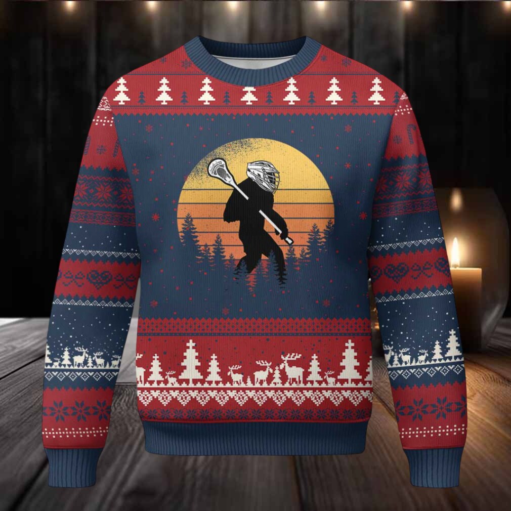 Funny Lax Bigfoot Ugly Christmas Sweater Retro Vintage Sasquatch Lacrosse Funny Lax Bigfoot Ugly Christmas Sweater Retro Vintage Sasquatch Lacrosse