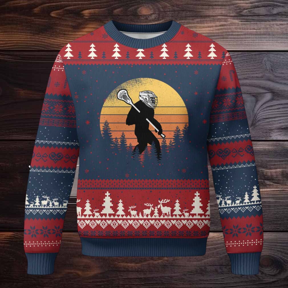 Funny Lax Bigfoot Ugly Christmas Sweater Retro Vintage Sasquatch Lacrosse Funny Lax Bigfoot Ugly Christmas Sweater Retro Vintage Sasquatch Lacrosse