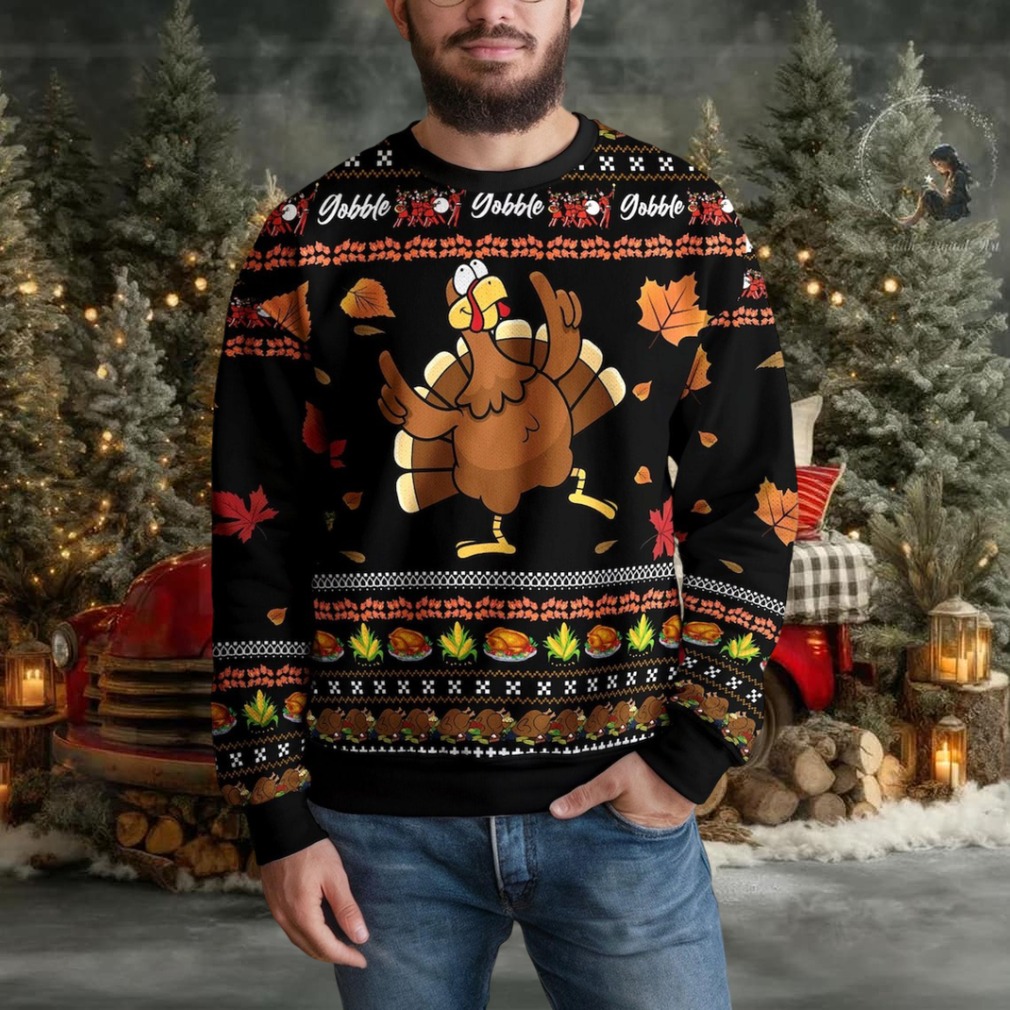 Funny Turkey Thanksgiving Gobble Gobble Fall Leaves Ugly Christmas Sweater Funny Turkey Thanksgiving Gobble Gobble Fall Leaves Ugly Christmas Sweater