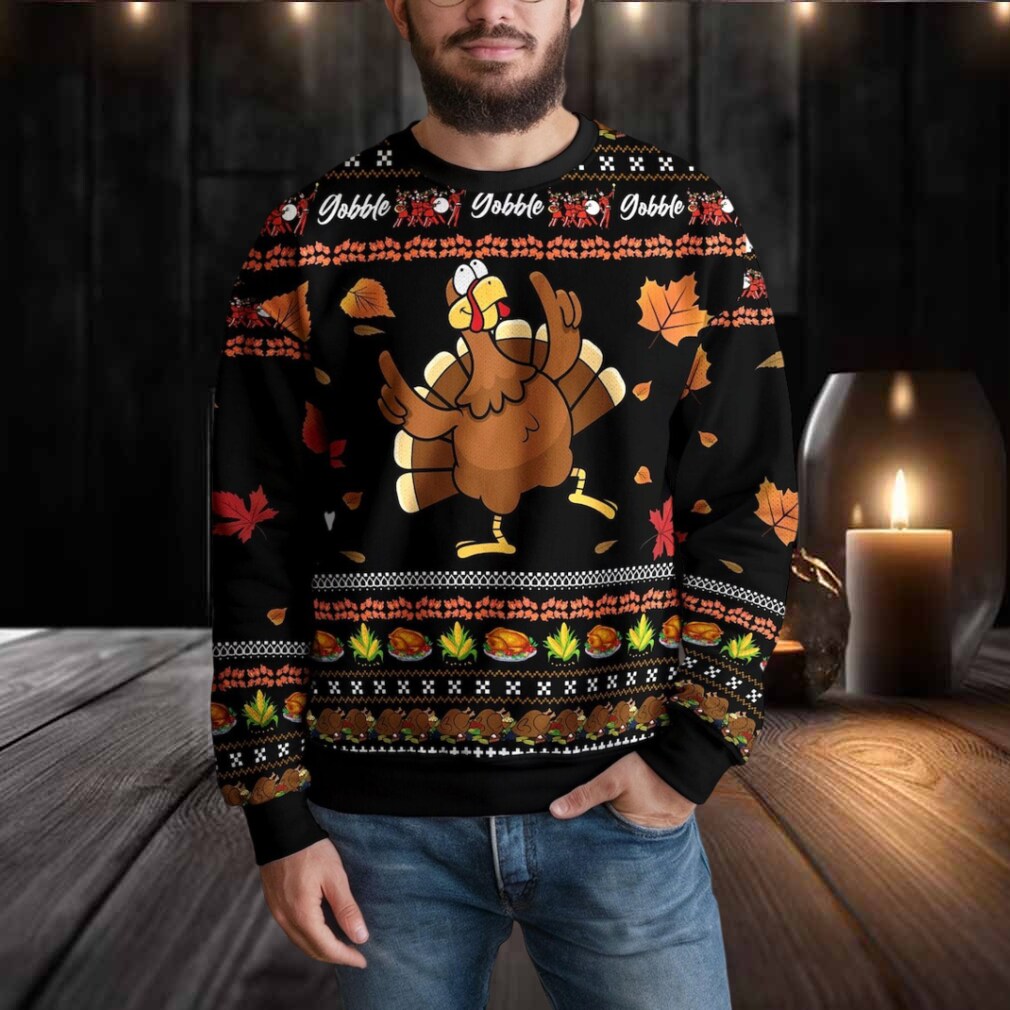 Funny Turkey Thanksgiving Gobble Gobble Fall Leaves Ugly Christmas Sweater Funny Turkey Thanksgiving Gobble Gobble Fall Leaves Ugly Christmas Sweater