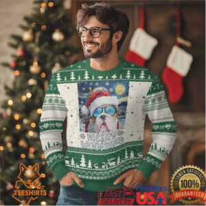 Funny Xmas Bulldog Ugly Christmas Sweater Merry Woofmas Christmas Starry Night Dog Lover