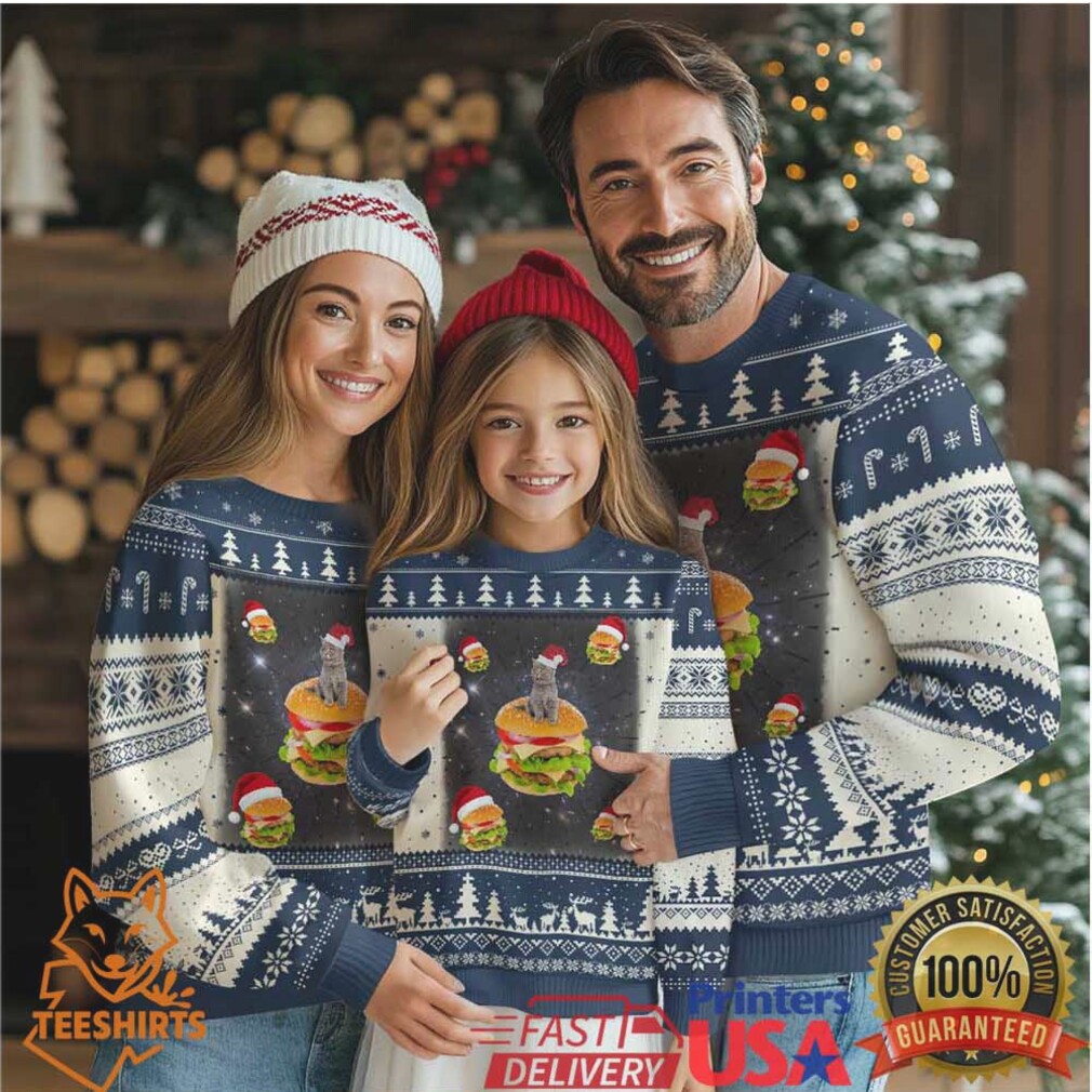 Funny Xmas Cat Ugly Christmas Sweater Santa Cat Hamburger Lover Galaxy Outer Space Funny Xmas Cat Ugly Christmas Sweater Santa Cat Hamburger Lover Galaxy Outer Space