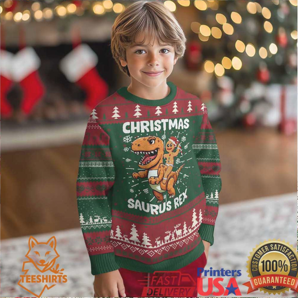 Funny Xmas Ugly Christmas Sweater Gingerbread Riding Dinosaur Christmas Saurus Rex Funny Xmas Ugly Christmas Sweater Gingerbread Riding Dinosaur Christmas Saurus Rex