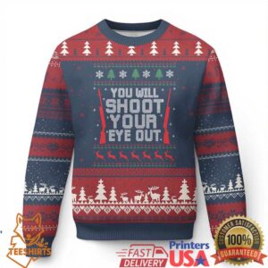 Funny You'll Shoot Your Eye Out Kid Ugly Christmas Sweater Xmas Movie Guns