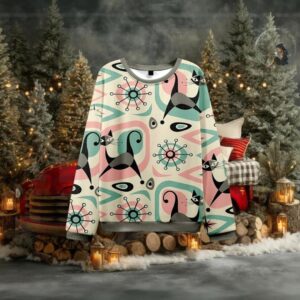 Futuristic Cats Knit Sweatshirt