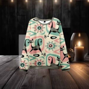 Futuristic Cats Knit Sweatshirt