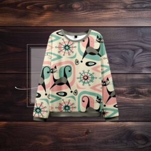 Futuristic Cats Knit Sweatshirt