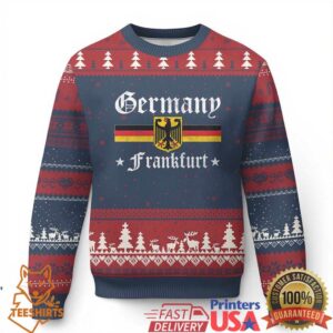 Germany Frankfurt Ugly Christmas Sweater Retro Vintage German Flag Tourist Souvenir Gift