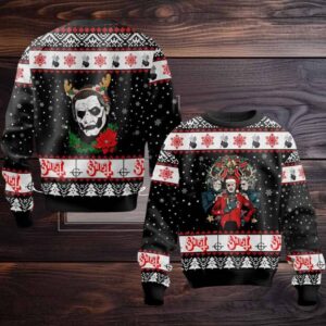Ghost Band Funny Holiday Style Reindeer Under The Snowy Night Ugly Christmas Sweater 2025