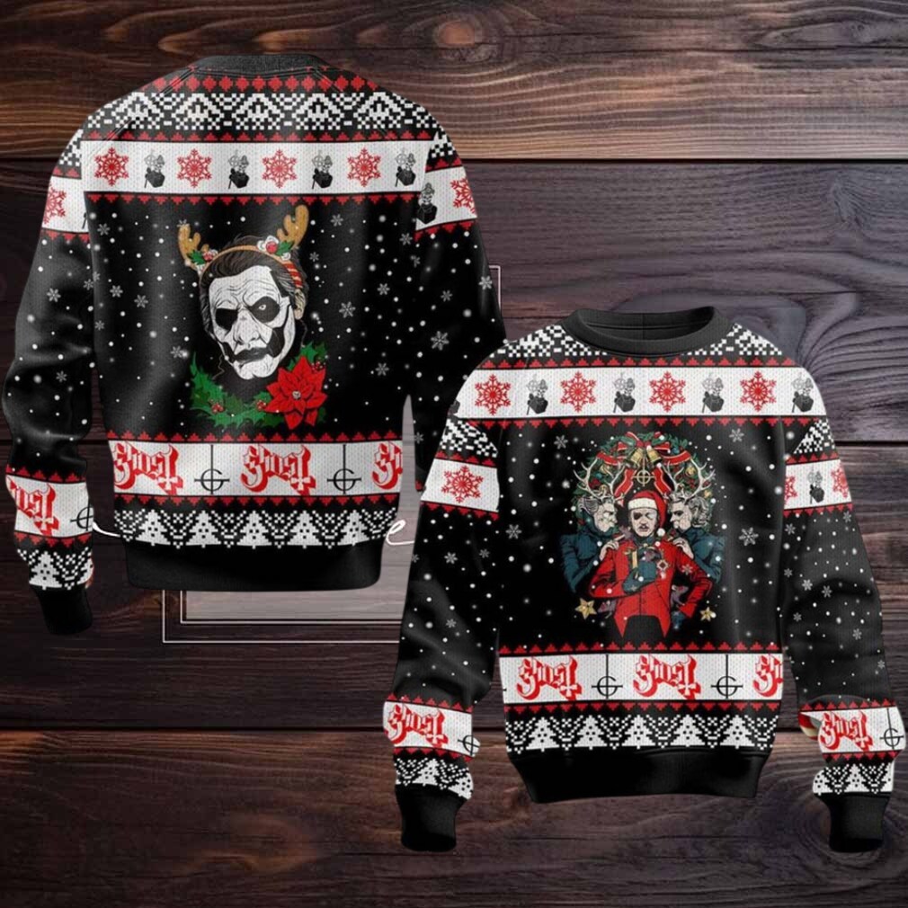 Ghost Band Funny Holiday Style Reindeer Under The Snowy Night Ugly Christmas Sweater 2025 Ghost Band Funny Holiday Style Reindeer Under The Snowy Night Ugly Christmas Sweater 2025