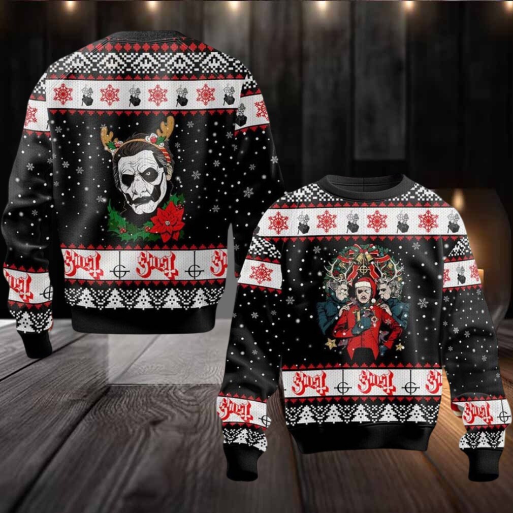 Ghost Band Funny Holiday Style Reindeer Under The Snowy Night Ugly Christmas Sweater 2025 Ghost Band Funny Holiday Style Reindeer Under The Snowy Night Ugly Christmas Sweater 2025