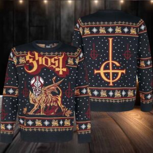 Ghost Band Papa Emeritus Chimera Satanic Cross Logo Black Ugly Christmas Sweater
