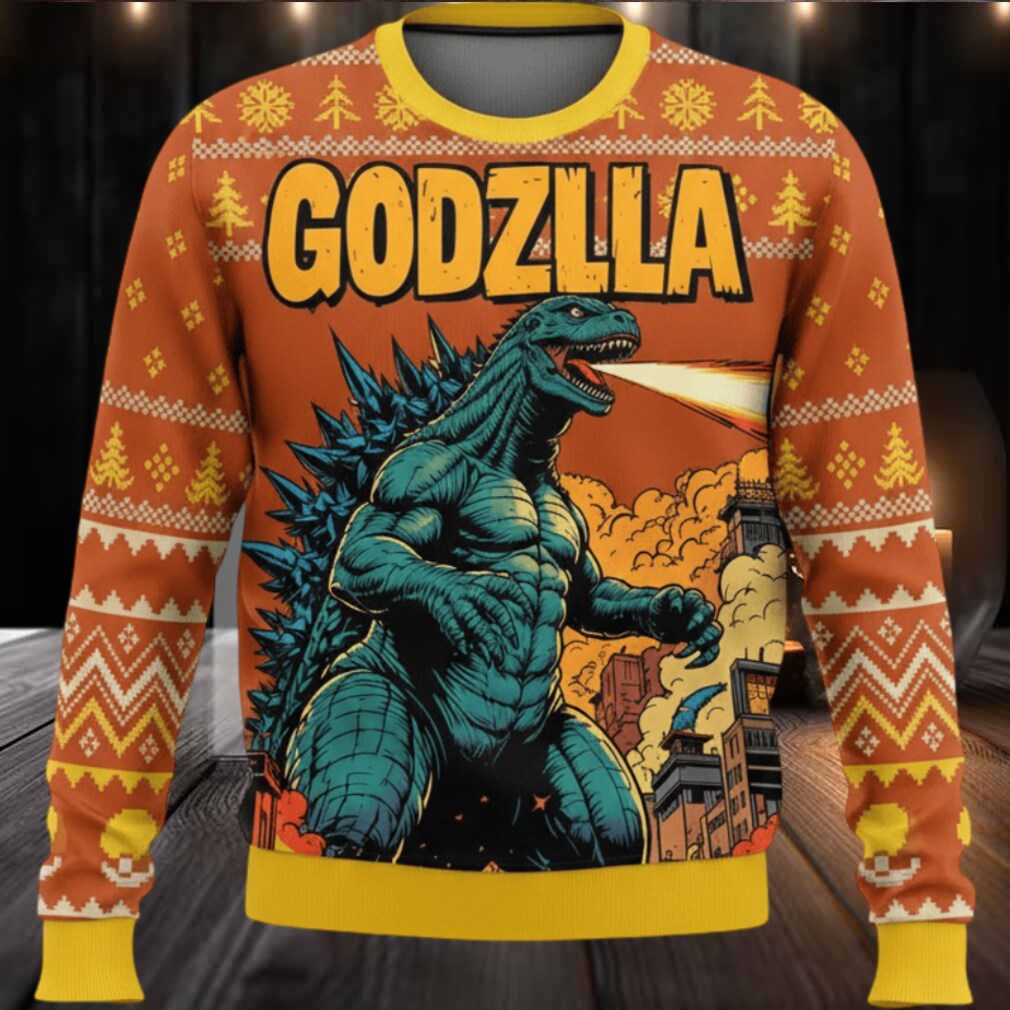 Godzil la Christmas Knitted Ugly Sweater Godzil la Christmas Knitted Ugly Sweater