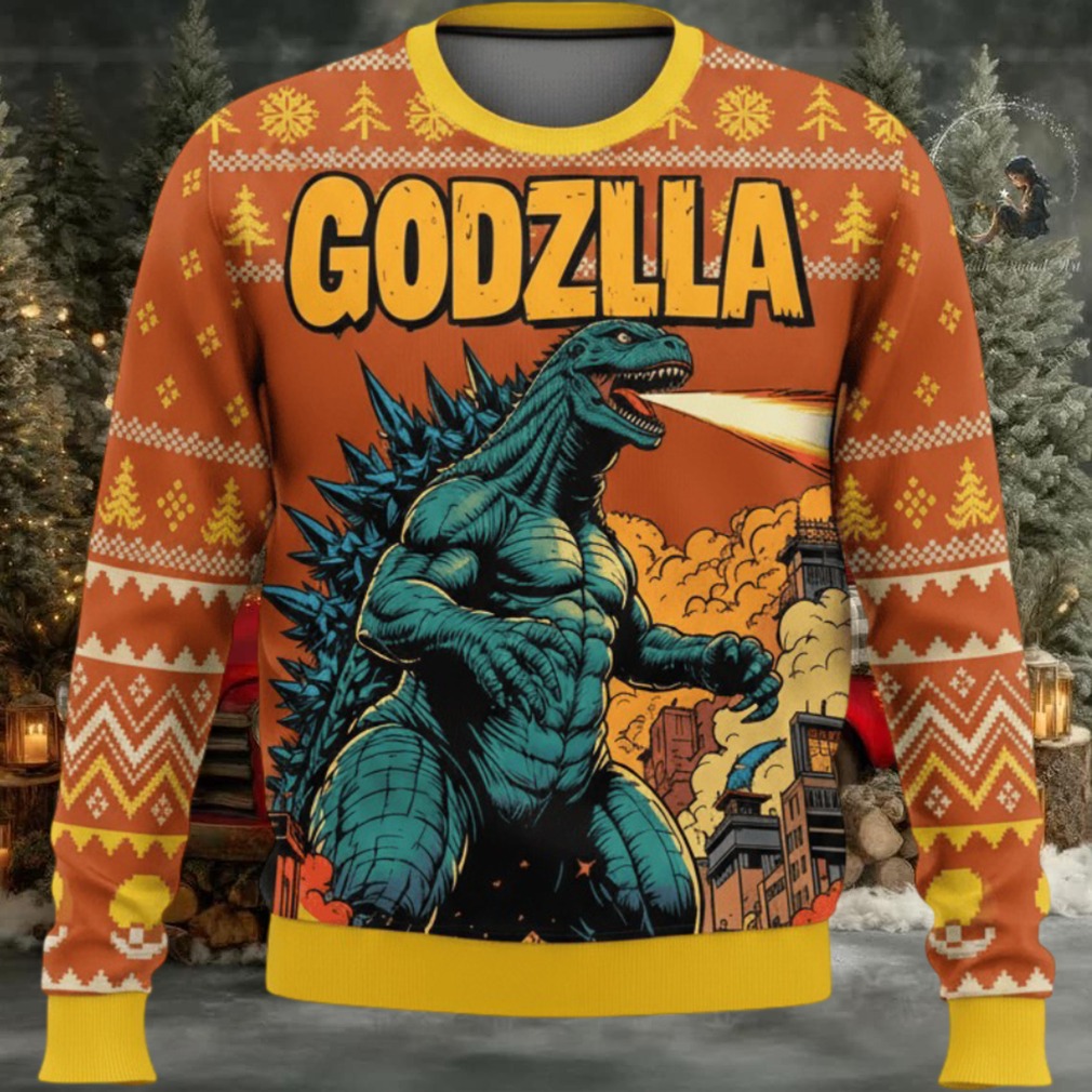 Godzil la Christmas Knitted Ugly Sweater Godzil la Christmas Knitted Ugly Sweater