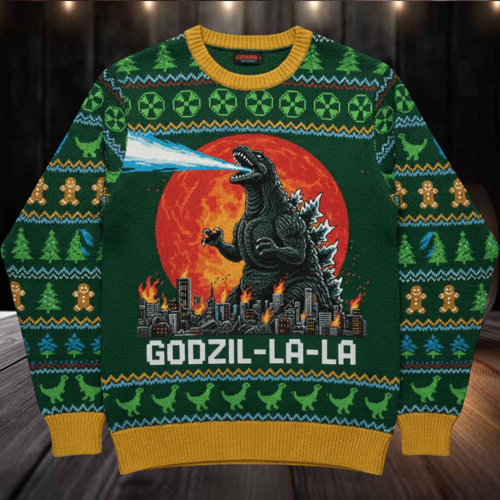 Godzil la la Christmas Knitted Ugly Christmas Sweater Godzil la la Christmas Knitted Ugly Christmas Sweater