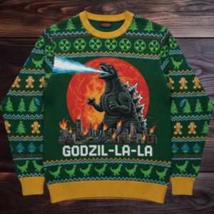 Godzil la la Christmas Knitted Ugly Christmas Sweater