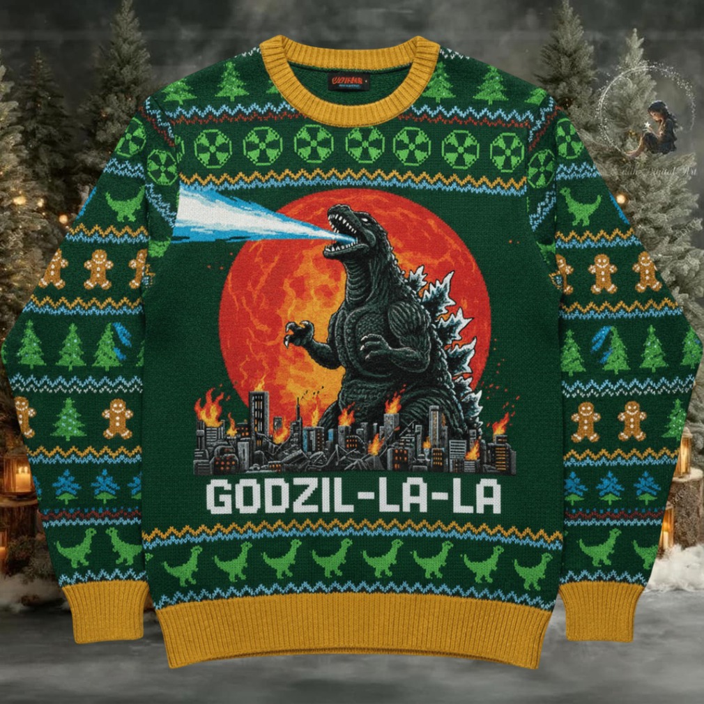 Godzil la la Christmas Knitted Ugly Christmas Sweater Godzil la la Christmas Knitted Ugly Christmas Sweater