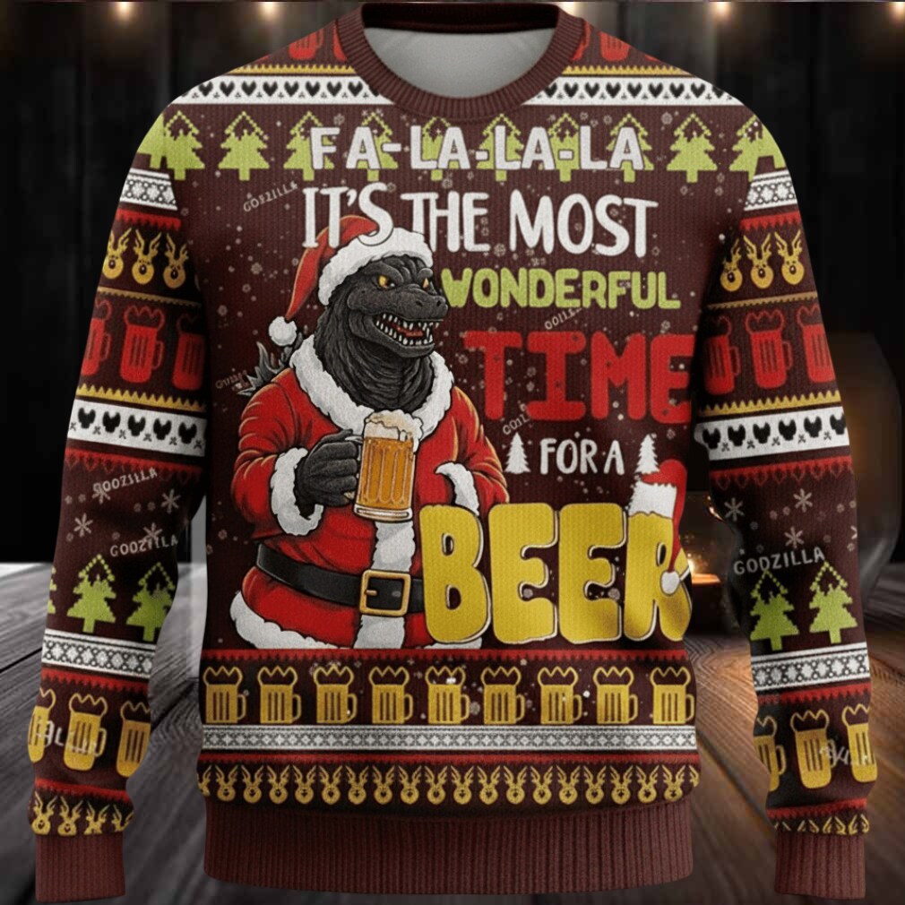 Godzilla Beer Christmas Knitted Ugly Sweater Godzilla Beer Christmas Knitted Ugly Sweater