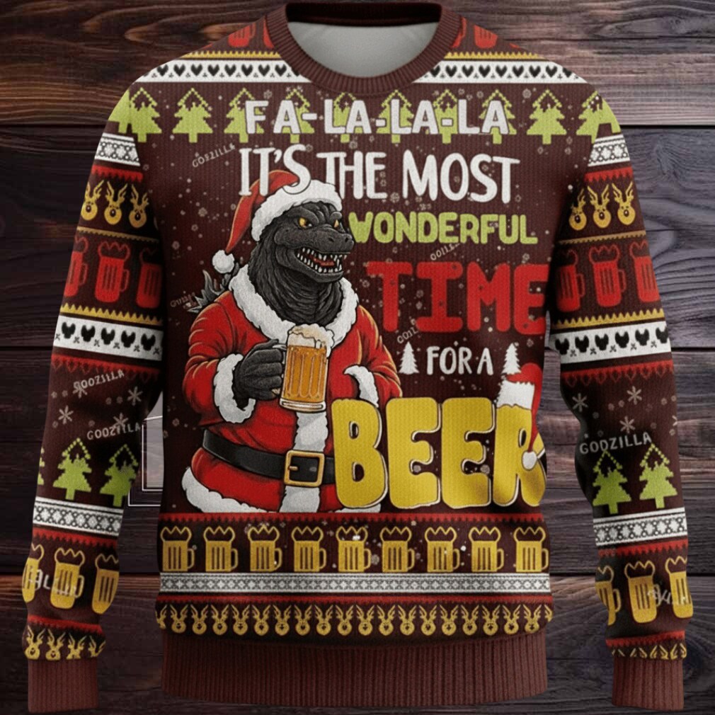 Godzilla Beer Christmas Knitted Ugly Sweater Godzilla Beer Christmas Knitted Ugly Sweater