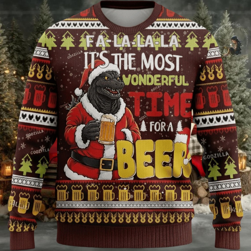Godzilla Beer Christmas Knitted Ugly Sweater Godzilla Beer Christmas Knitted Ugly Sweater