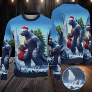 Godzilla Christmas Knitted Sweater