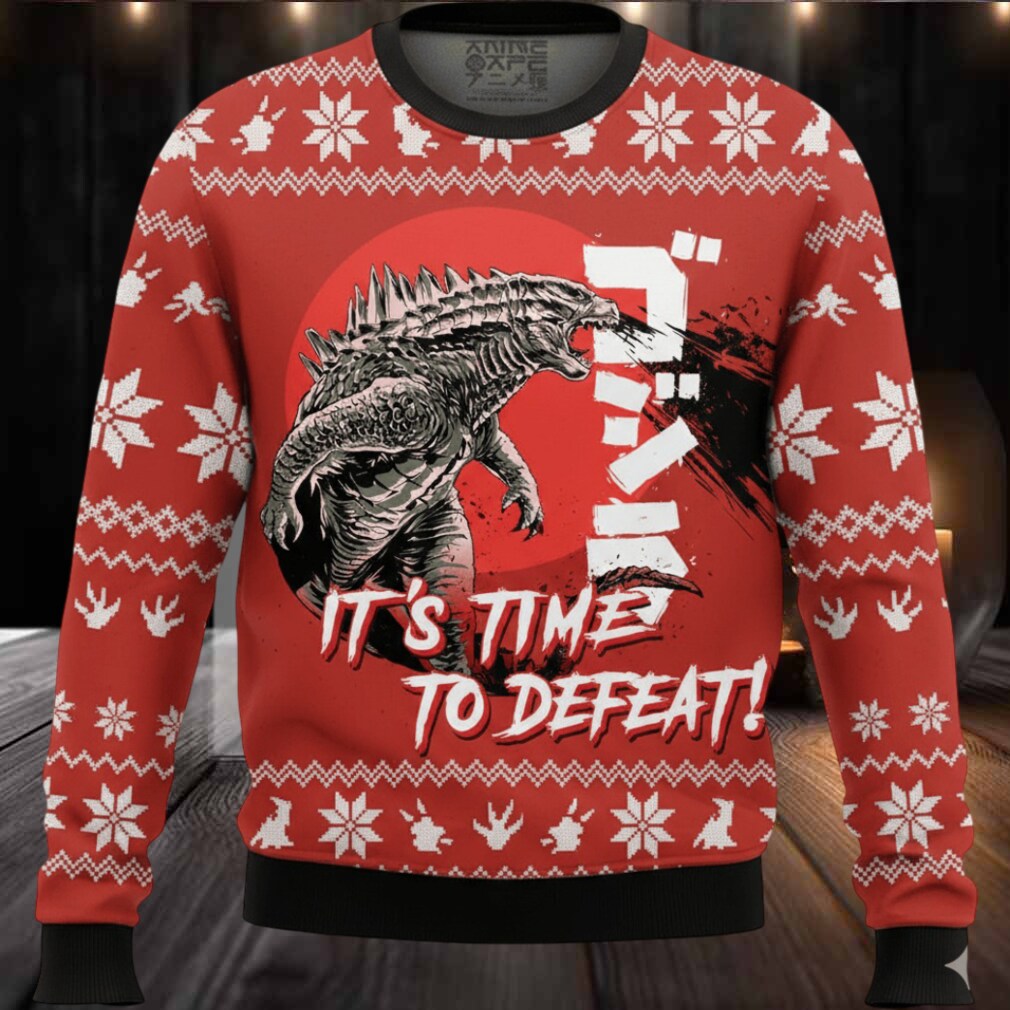 Godzilla It’s Time To Defeat Christmas Knitted Ugly Sweater Godzilla It’s Time To Defeat Christmas Knitted Ugly Sweater