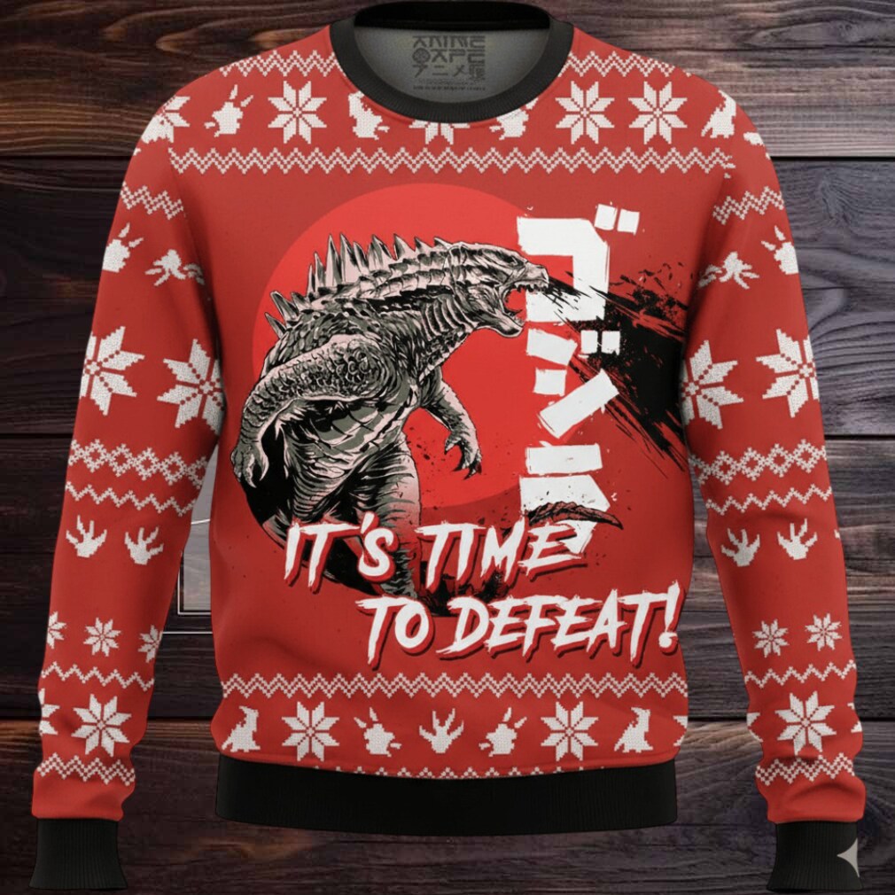 Godzilla It’s Time To Defeat Christmas Knitted Ugly Sweater Godzilla It’s Time To Defeat Christmas Knitted Ugly Sweater