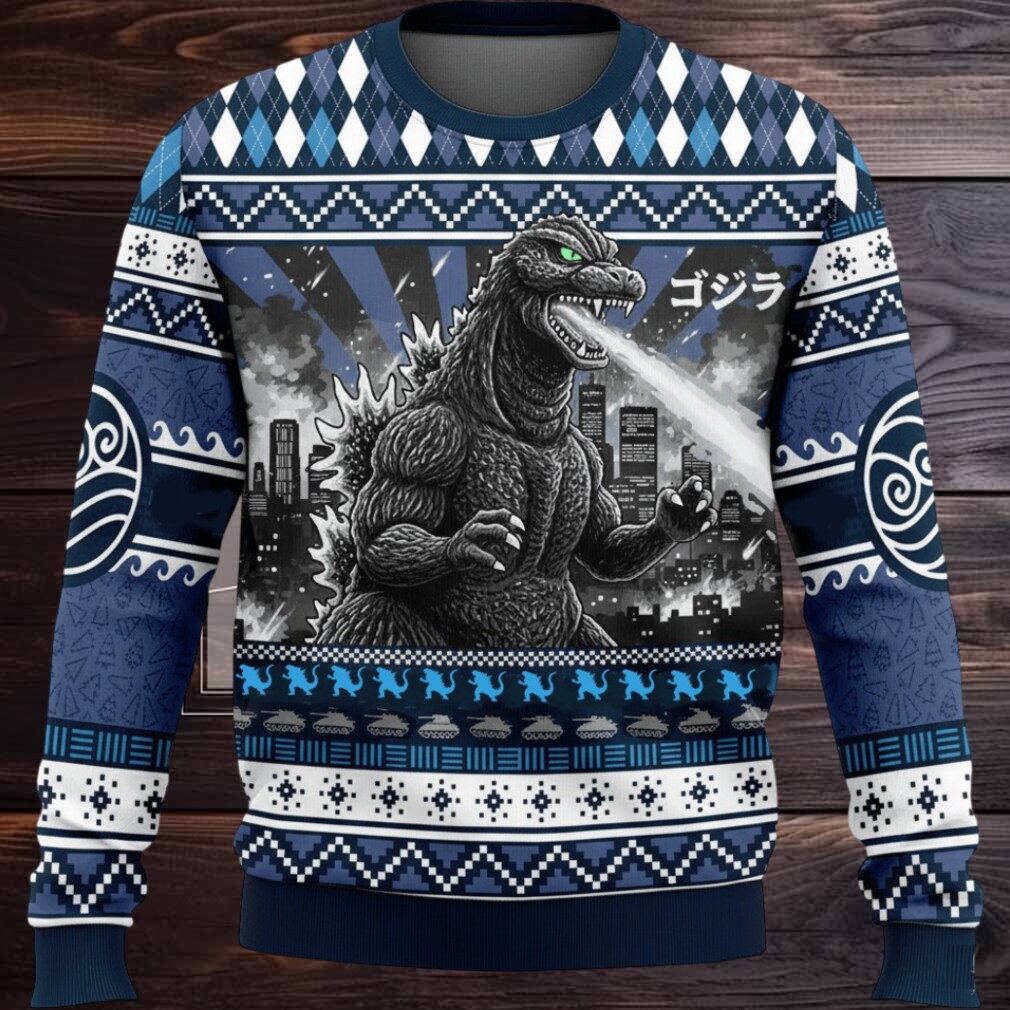 Godzilla Kaiju Christmas Ugly Sweater Godzilla Kaiju Christmas Ugly Sweater
